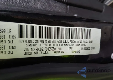 2015 Dodge Durango Limited from USA, damaged, VIN 1C4RDJDG1FC885650